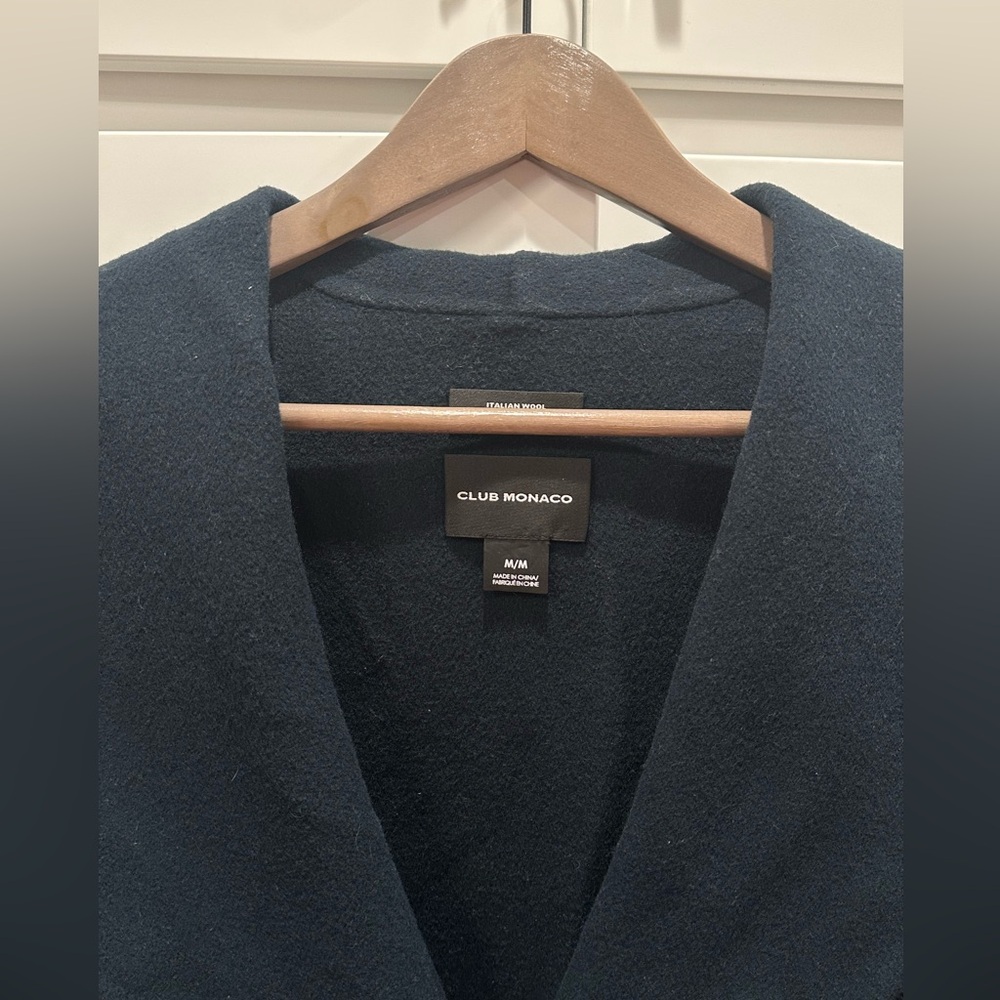 Club Monaco Long Wool Wrap Coat Deep Forest Green Size M/M - Picture 11 of 16